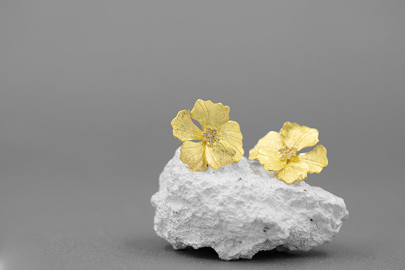 Sterling Silver French Style High-grade Peony Flower Earrings