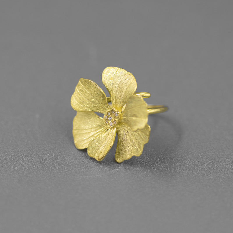 French Minority Senior Sense Flower Ring