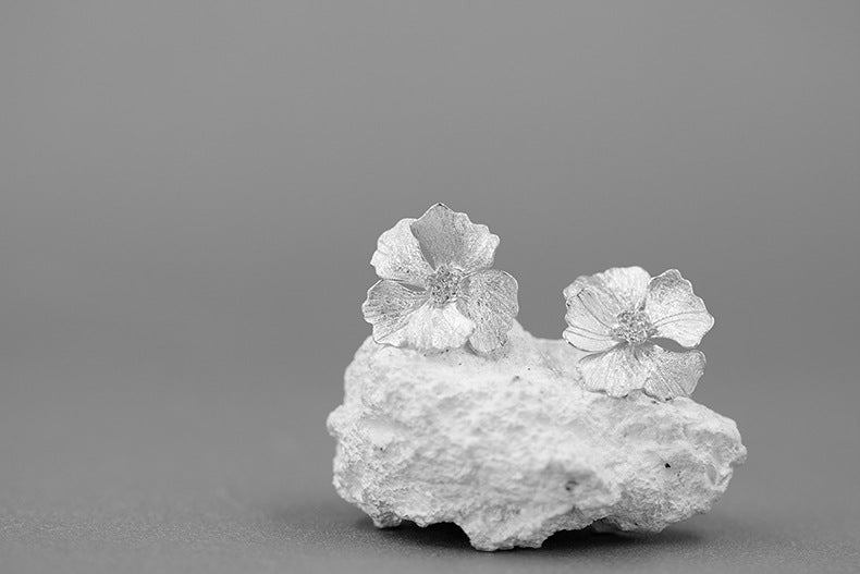 Sterling Silver French Style High-grade Peony Flower Earrings