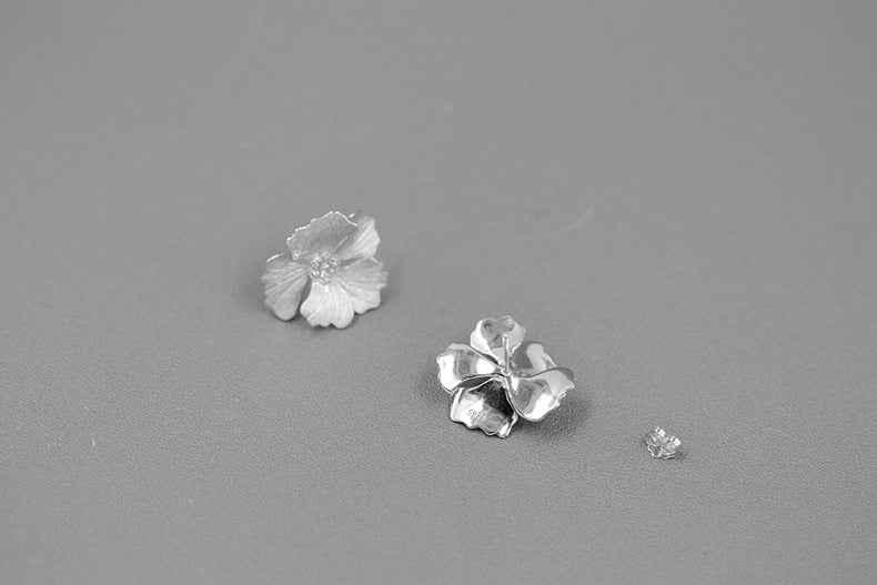 Sterling Silver French Style High-grade Peony Flower Earrings