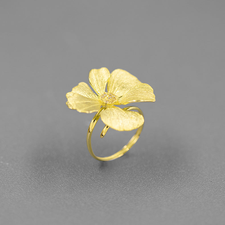 French Minority Senior Sense Flower Ring